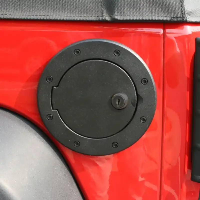Buy Today Rugged Ridge Locking Gas Cap Door Black Alum 07-18 Jeep Wrangler JK