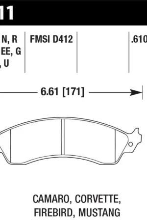 Hawk 94-04 Mustang Cobra / 88-95 Corvette 5.7L / 88-92 Camaro w/ Hvy Duty Brakes DTC-60 Race Brake P Editor’s Pick