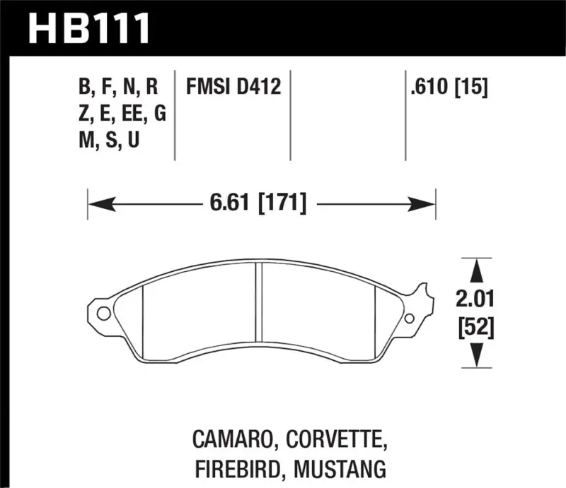 Hawk 94-04 Mustang Cobra / 88-95 Corvette 5.7L / 88-92 Camaro w/ Hvy Duty Brakes DTC-60 Race Brake P Editor’s Pick