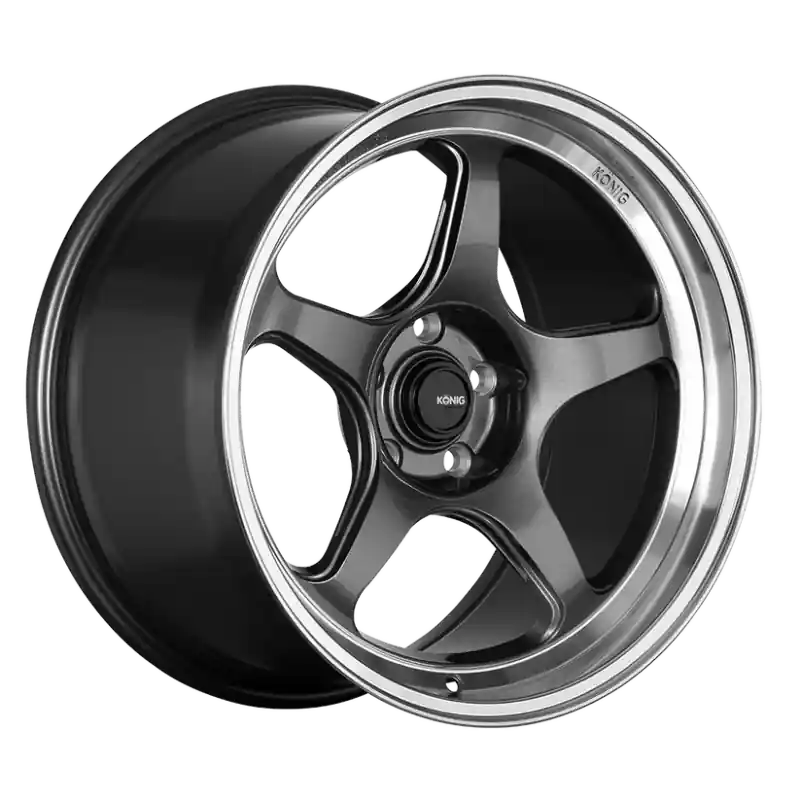 Konig Hyperspec 17x8 4x100 ET40 Anthracite Metallic Wheel w/ Mirror Machined Lip (Knurled Bead) Fast Shipping