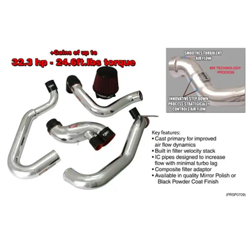 New Release Injen 03-06 Evo 8/9/MR Cast Aluminum Intake System w/ Full Intercooler Piping Black Short Ram Intake
