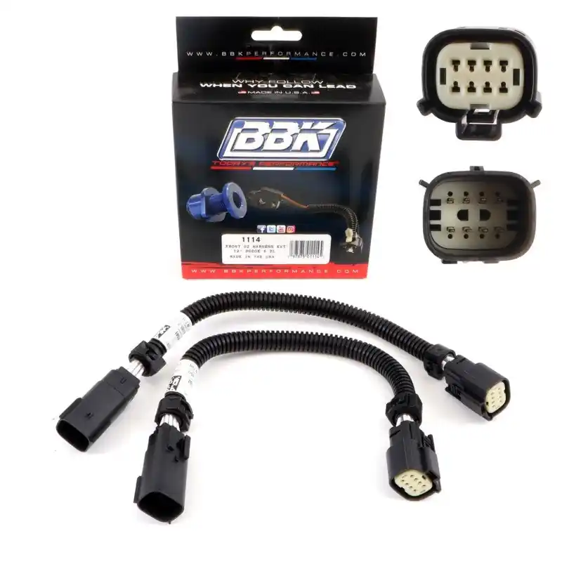 BBK 05-20 Dodge Hellcat 6.2L 6 Pin Front O2 Sensor Wire Harness Extensions 12 (pair) Certified