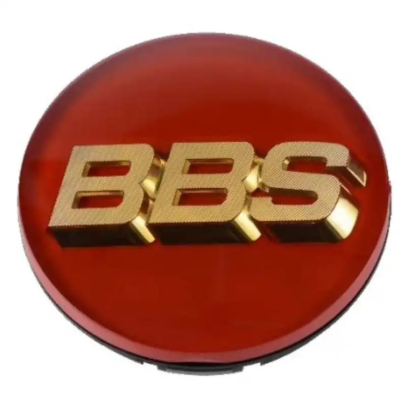 Best Seller BBS Center Cap - 70mm Red w/ Gold 3D Logo (4-tab)
