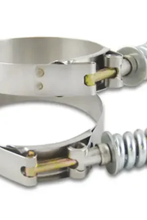 Affordable Vibrant SS T-Bolt Clamps Pack of 2 Size Range: 2.94in to 3.24in OD For use w/ 2.75in ID Coupling
