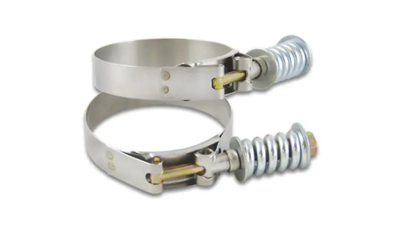 Affordable Vibrant SS T-Bolt Clamps Pack of 2 Size Range: 2.94in to 3.24in OD For use w/ 2.75in ID Coupling
