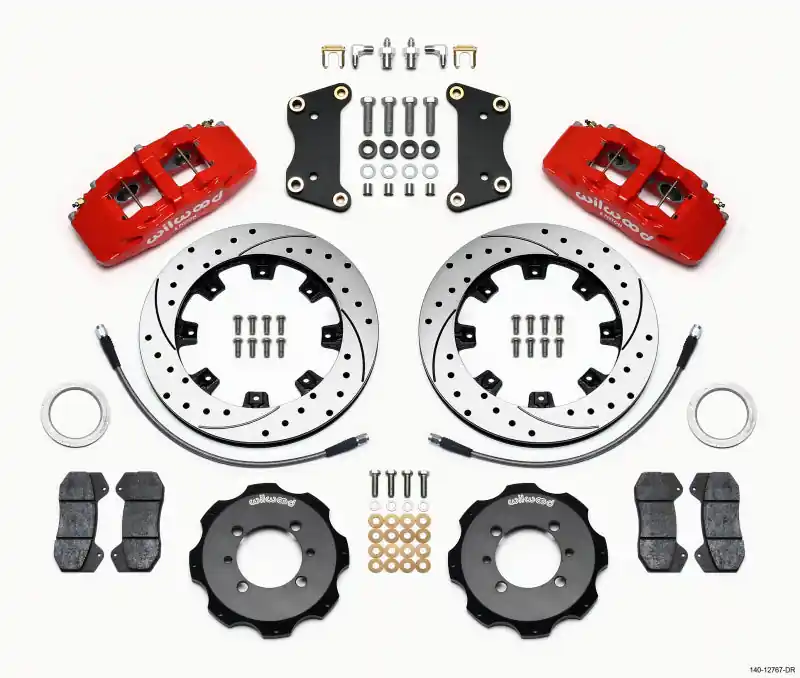 Cheap Wilwood Dynapro 6 Front Hat Kit 12.19in Drilled Red 2012 Fiat 500 w/ Lines