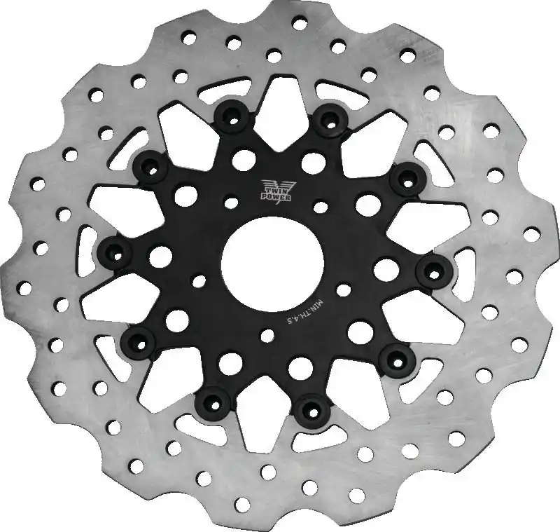 Twin Power 08-13 FLH FLT 08-16 FLHR 06-17 Dyna Front 11.8 Scalloped Floating Rotor Black Mesh High Quality
