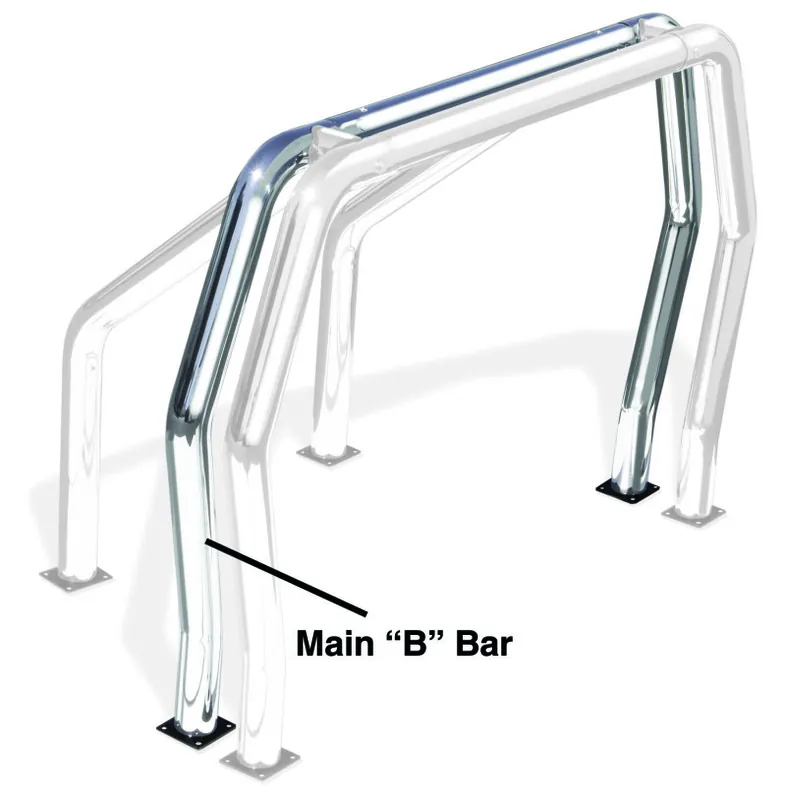Go Rhino 91002C - Bed Bar Compenent - "B" Main Bar - Chrome Worldwide Shipping